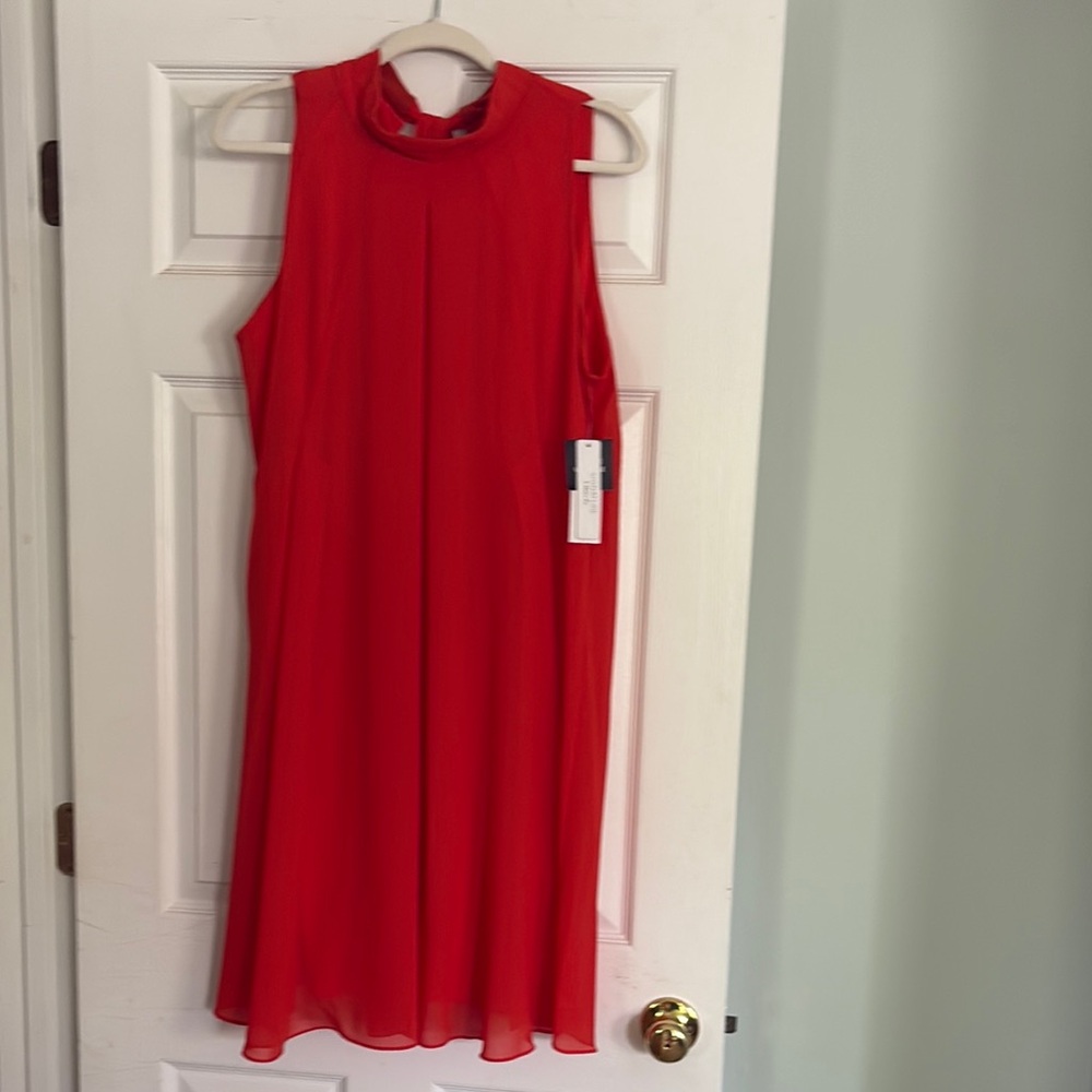 Signature by Robbie Bee Orange Mock Neck Sundress